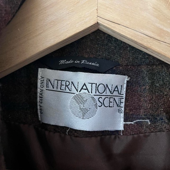 ❤️SOLD ON DEPOP❤️ Vintage 80s Does 40s Retro Wool Brown Plaid Zip Up Jacket - Picture 9 of 9